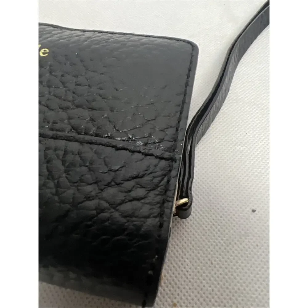 Kate Spade New York Black Saffiano Leather Wristlet Wallet Carryall